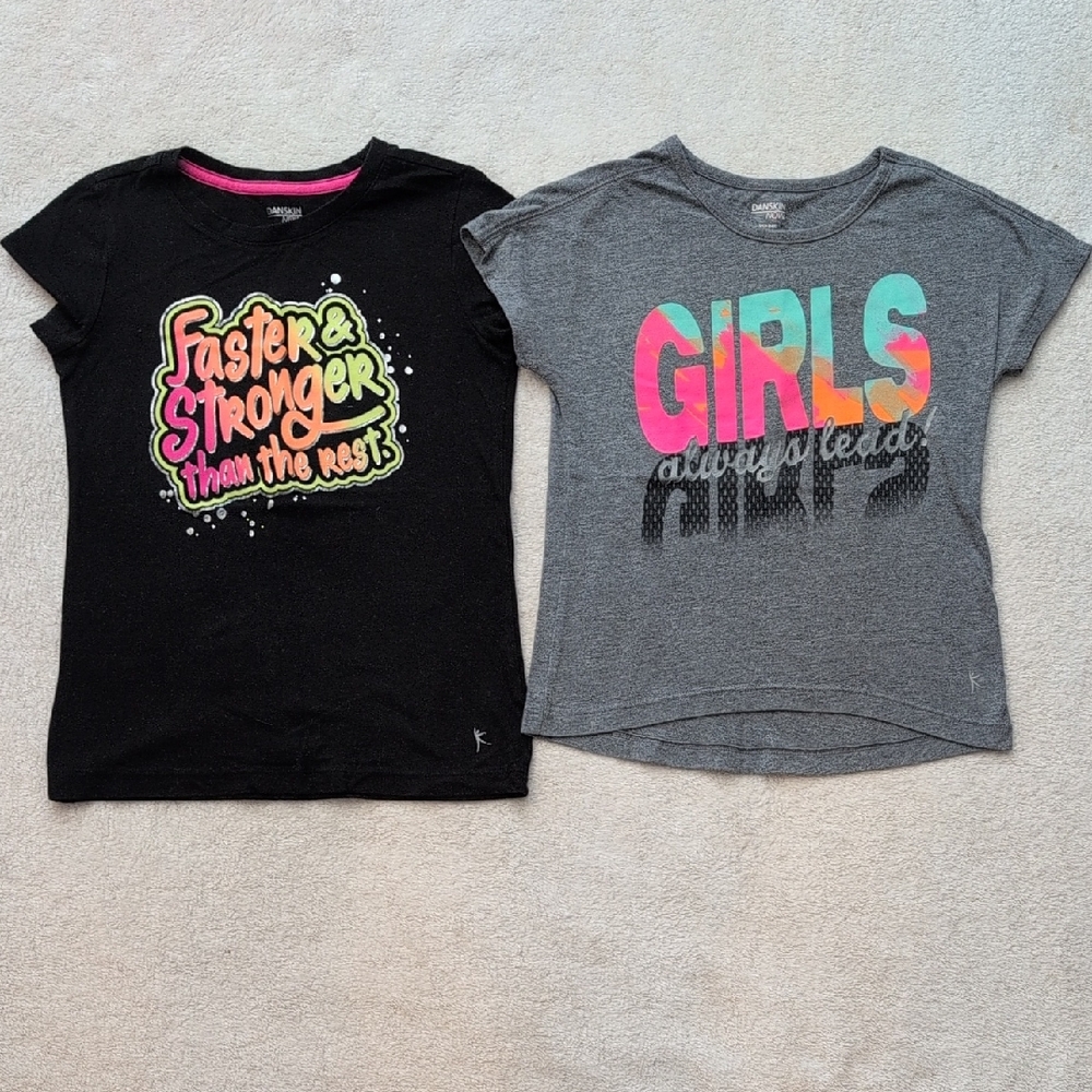Danskin Now Dri-More Athletic Tee Bundle Girls 6/6X Gray & Black
